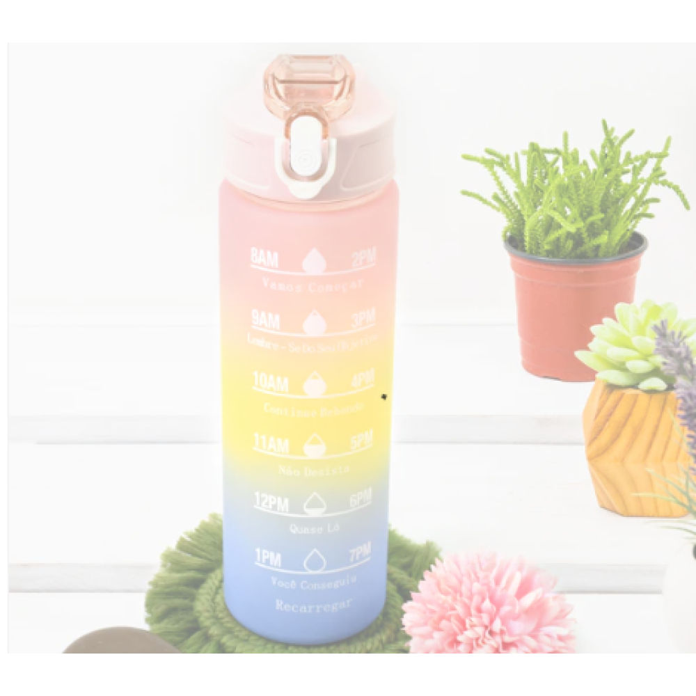 Plastic Colorful Motivational Water Bottle with Straw (750ml)