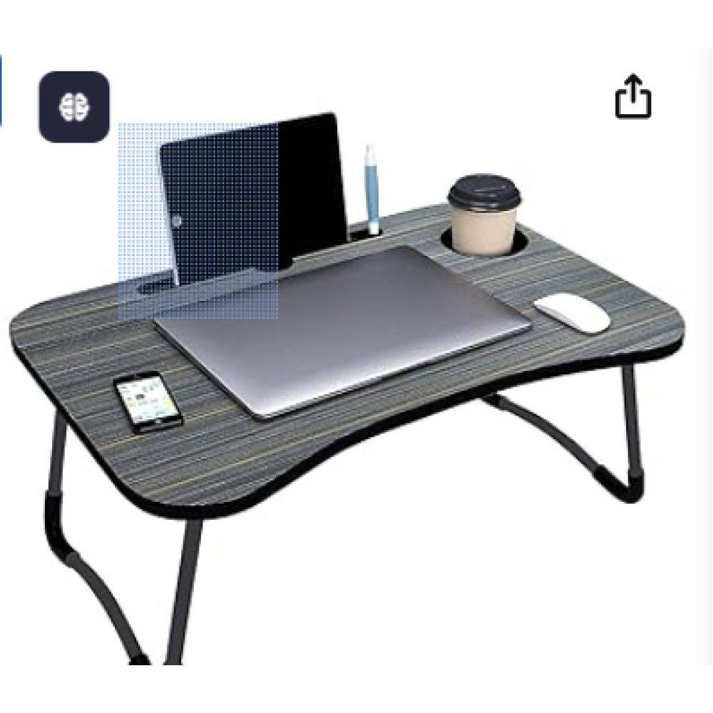 Laptop Table Foldable Portable Notebook Bed Lap Desk Tray Stand Reading Holder with Coffee Cup Slot for Breakfast, Reading & Movie Watching (Random Colour)