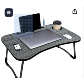 Laptop Table Foldable Portable Notebook Bed Lap Desk Tray Stand Reading Holder with Coffee Cup Slot for Breakfast, Reading & Movie Watching (Random Colour)