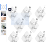 Single Coat Hooks Without Drilling Sticker Heavy Items Wall Hangers Hook (Pack of 8)