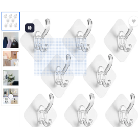 Single Coat Hooks Without Drilling Sticker Heavy Items Wall Hangers Hook (Pack of 8)