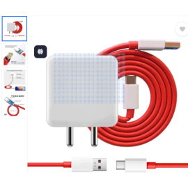 MAK 80 W SuperVOOC 6 A Wall Charger for Mobile with Detachable Cable  (White, Cable Included)
