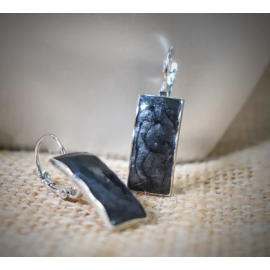 Black Rectangular Bar Dangle Earrings