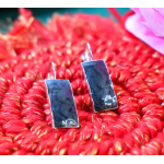 Black Rectangular Bar Dangle Earrings