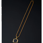Square Double Sided Black Pendant & Gold Round Chain