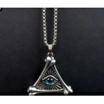 Silver Plated Vintage Evil Eye Protection Triangle Pendant With Necklace (1Pc)