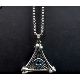 Silver Plated Vintage Evil Eye Protection Triangle Pendant With Necklace (1Pc)