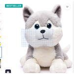 Big Size Plush Husky Dog Stuffed Animal Soft Toy, Gifts for Kids and Adult - 40 cm  (Grey)