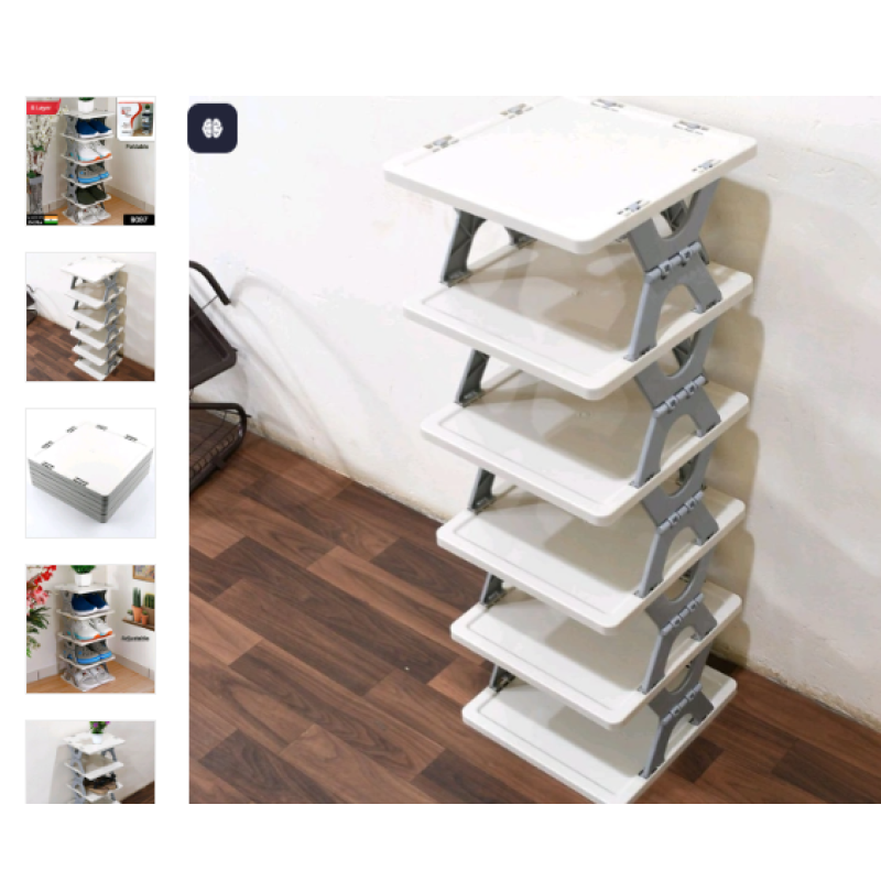 Smart Shoe Rack with 6 Layer Shoes Stand Multifunctional Entryway Foldable & Collapsible Door Shoe Rack Free Standing Heavy Duty Plastic Shoe Shelf Storage Organizer Narrow Footwear Home (Mix Color)