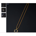 Square Double Sided Black Pendant & Gold Round Chain