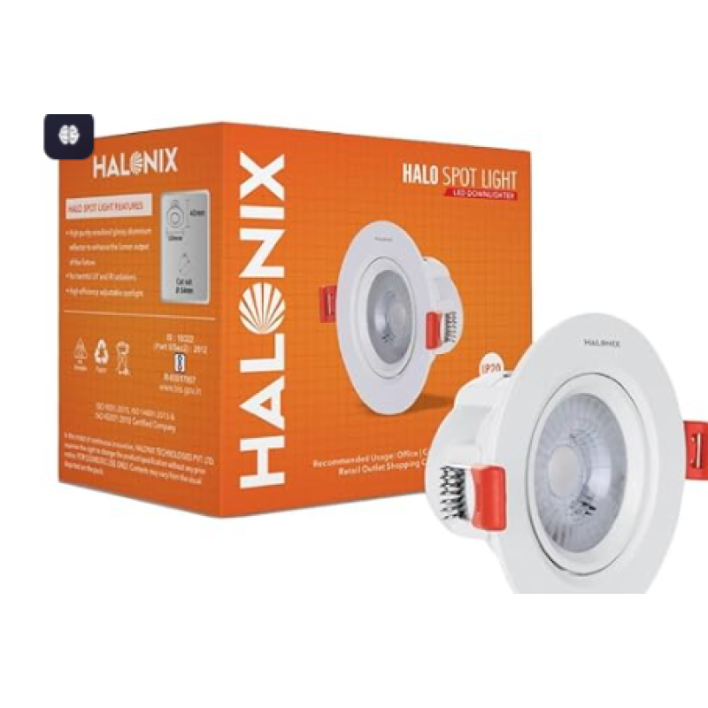 9W 2700K Yellow Adjustable Halo Led Spot Light|Compact Design with 120° Beam Angle|Recessed Down Light for False Ceiling|Cutout - 3.3 Inch|Pack of 1 9W 2700K Yellow Adjustable Halo Led Spot Light|Compact Design with 120° Beam Angle|Recessed Down Light for False Ceiling|Cutout - 3.3 Inch|Pack of 1