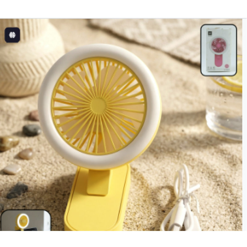 Portable Rechargeable Mini Table Fan With Led Light (1 Pc)