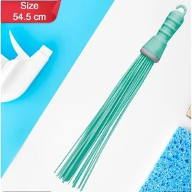 Plastic Hard Bristle Broom for Bathroom Floor Cleaning and Scrubbing, Wet and Dry Floor Cleaning
