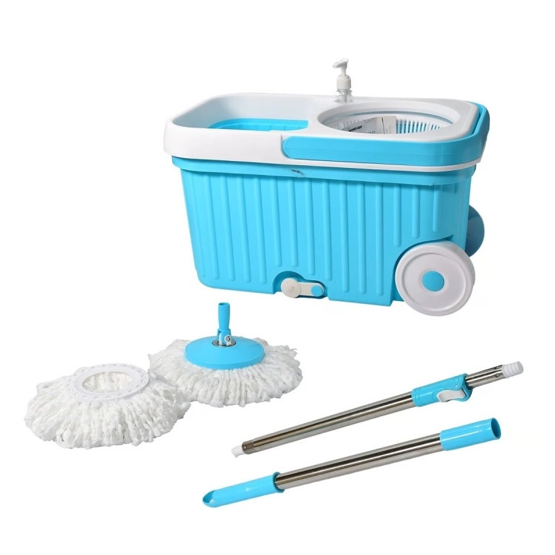 Sporty Plastic Spin Mop with Bigger Wheels and Plastic Auto Fold Handle for 360 Degree Cleaning