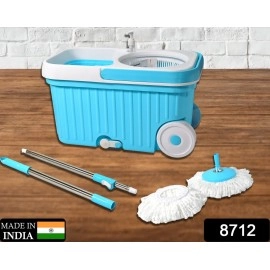 Sporty Plastic Spin Mop with Bigger Wheels and Plastic Auto Fold Handle for 360 Degree Cleaning