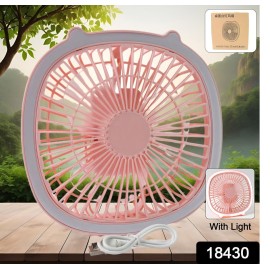 USB PORTABLE MINI DESK FAN WITH LIGHT & COLOR BOX (1 PC / Mix Color)