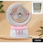 Desktop Fan - Camping Fan with LED Light, Portable Humidifying Fan (1 Pc / Plug & Play Fan)