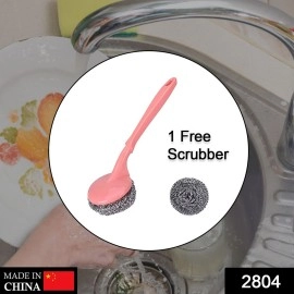Scrubber with Handle for Kitchen and Utensil Cleaning and Hard Stains