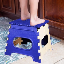 2009_12 Inch Plastic Folding Step Stool for Kids and Adults with Handle (Multicolor) 2009_12 Inch Plastic Folding Step Stool for Kids and Adults with Handle (Multicolor)