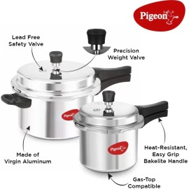 Pigeon Star Combi Aluminium Pressure Cooker with Nonstick Fry Pan and Tawa 8 L Pressure Cooker (Aluminium)