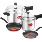 Pigeon Star Combi Aluminium Pressure Cooker with Nonstick Fry Pan and Tawa 8 L Pressure Cooker (Aluminium)