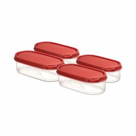 Pigeon StakBox 0.5 Litre Set of 4 Storage for Kitchen, Red