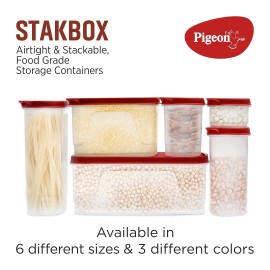 Pigeon StakBox Value Combi Set of 6 Storage for Kitchen, Red