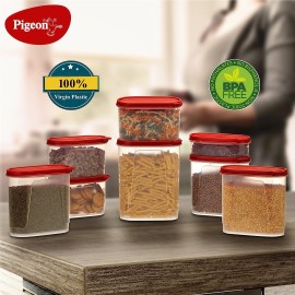 Pigeon StakBox 0.5 Litre  Set of 6 Storage for Kitchen, Red