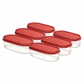 Pigeon StakBox 0.5 Litre  Set of 6 Storage for Kitchen, Red