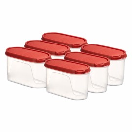 Pigeon StakBox 1.1 Litre Set of 6 Storage for Kitchen, Red