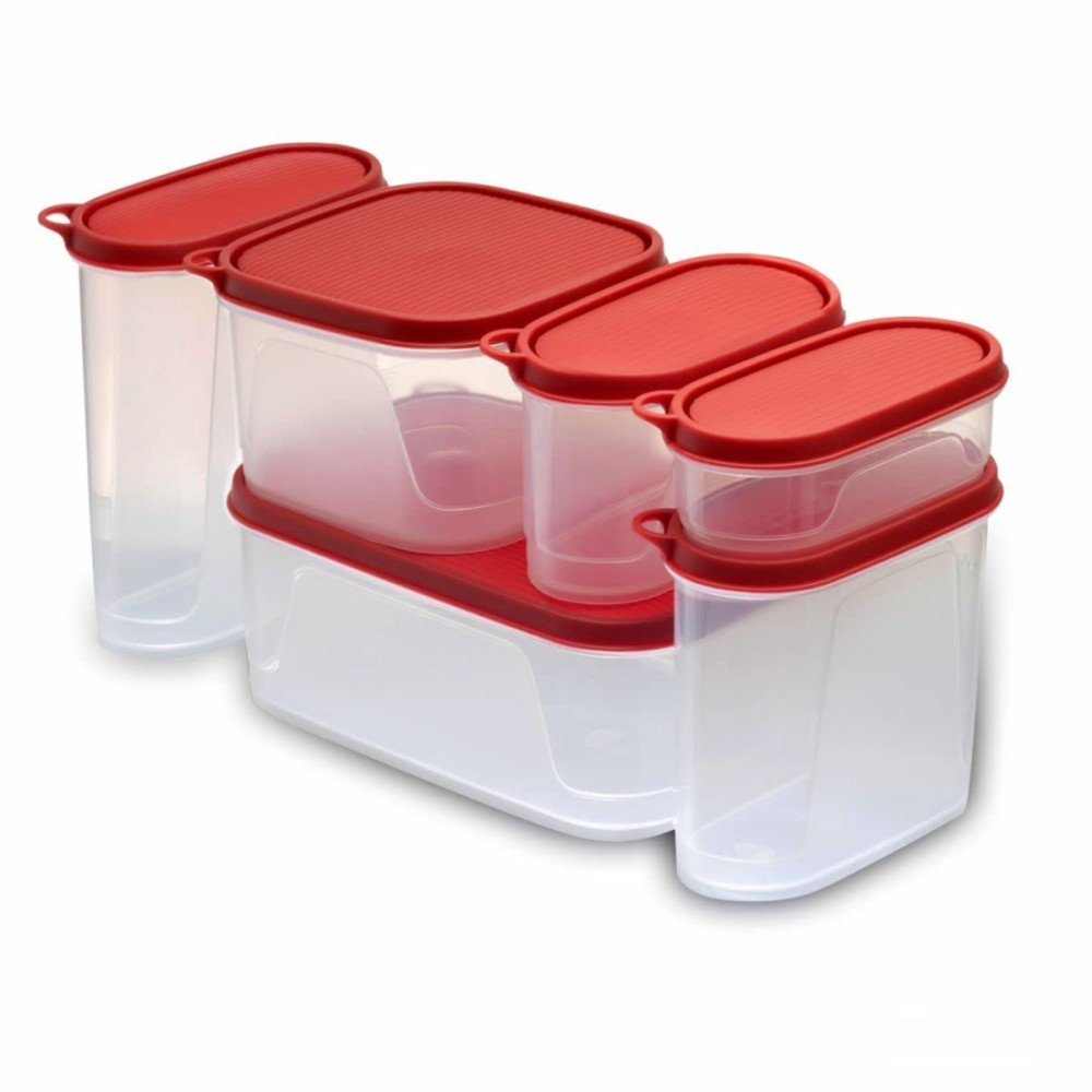 Pigeon StakBox Value Combi Set of 6 Storage for Kitchen, Red