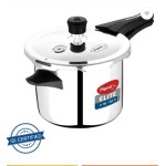 Pigeon Elite Shine 5 Litre Tri-Ply Body Outer Lid Pressure Cooker Induction and Gas Stove Compatible (Stainless Steel, Silver)