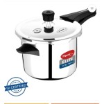 Pigeon Elite Shine 5 Litre Tri-Ply Body Outer Lid Pressure Cooker Induction and Gas Stove Compatible (Stainless Steel, Silver)