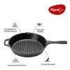 Pigeon Long Lasting Cast Iron Grill Pan, 250mm Non-Stick, - Black