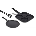 Nelkon Nonstick Duo Pack Dosa Tawa 255 mm & Mini Uttappa 200 mm Gift Set Utensils for Home & Kitchen