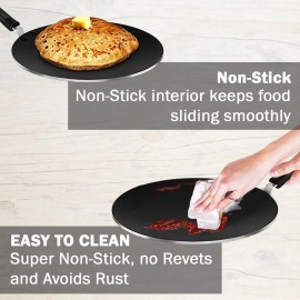Pigeon Aluminium Non-Stick 4mm Concave Tawa, 26cm, Black