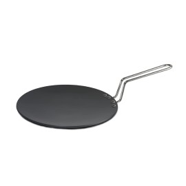 Nirlep ECG 24 Ebony 24 Cm Hard Anodized Aluminium Concave Tawa, 4 mm - Grey