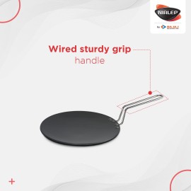 Nirlep ECG 24 Ebony 24 Cm Hard Anodized Aluminium Concave Tawa, 4 mm - Grey