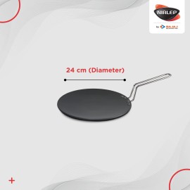 Nirlep ECG 24 Ebony 24 Cm Hard Anodized Aluminium Concave Tawa, 4 mm - Grey