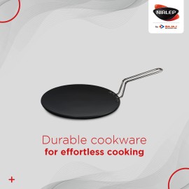 Nirlep ECG 26 Ebony 26 Cm Hard Anodized Aluminium Concave Tawa, 4 mm - Grey