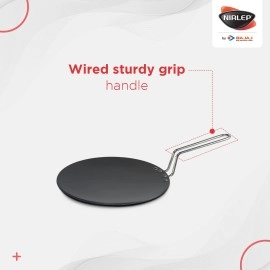 Nirlep ECG 30 Ebony 30 Cm Hard Anodized Aluminium Concave Tawa, 4 mm - Grey