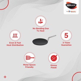 Nirlep ECG 30 Ebony 30 Cm Hard Anodized Aluminium Concave Tawa, 4 mm - Grey