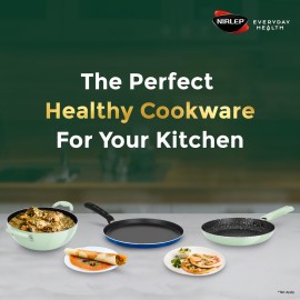 Nirlep NHFG28XT Flat Tawa 28 cm Xtra Thick Base Patented Silver Ion Coating Multi-Purpose Tawa for Roti, Dosa and Pancake