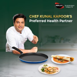 Nirlep NHFG28XT Flat Tawa 28 cm Xtra Thick Base Patented Silver Ion Coating Multi-Purpose Tawa for Roti, Dosa and Pancake