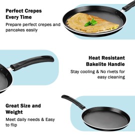 Pigeon Non-Stick Aluminium Flat Tawa (31cm, Black)