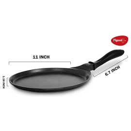 Pigeon Wonder cast Aluminium Flat Tawa (Black, 27cm)