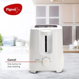 Pigeon 2 Slice Auto Pop up Toaster A Smart Bread Toaster for Your Home (750 Watt) (White)