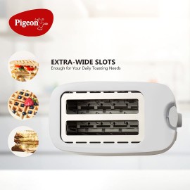 Pigeon 2 Slice Auto Pop up Toaster A Smart Bread Toaster for Your Home (750 Watt) (White)