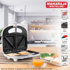 Maharaja Whiteline Viva Plus Sandwich Maker,750W,White,Small (VIVA PLUS/SM-204)