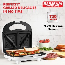 Maharaja Whiteline Viva Plus Sandwich Maker,750W,White,Small (VIVA PLUS/SM-204)